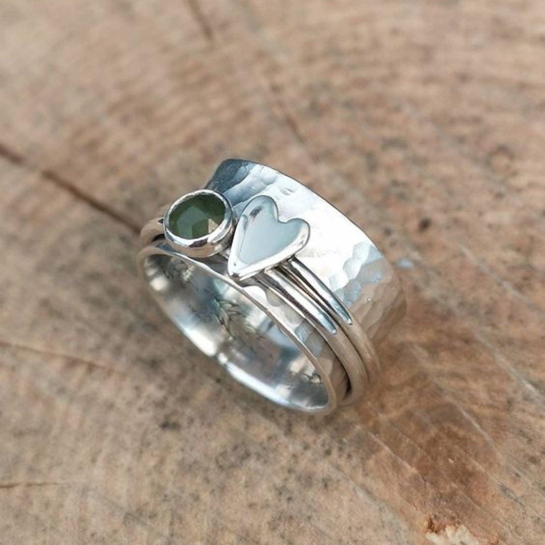 Bague Vintage en Argent en Forme de Cœur