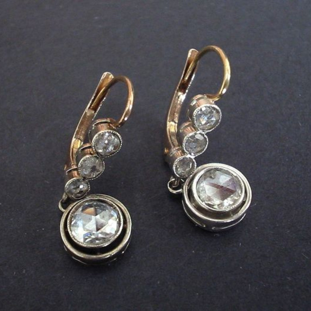 Boucles d'oreilles en zirconia vintage dorées