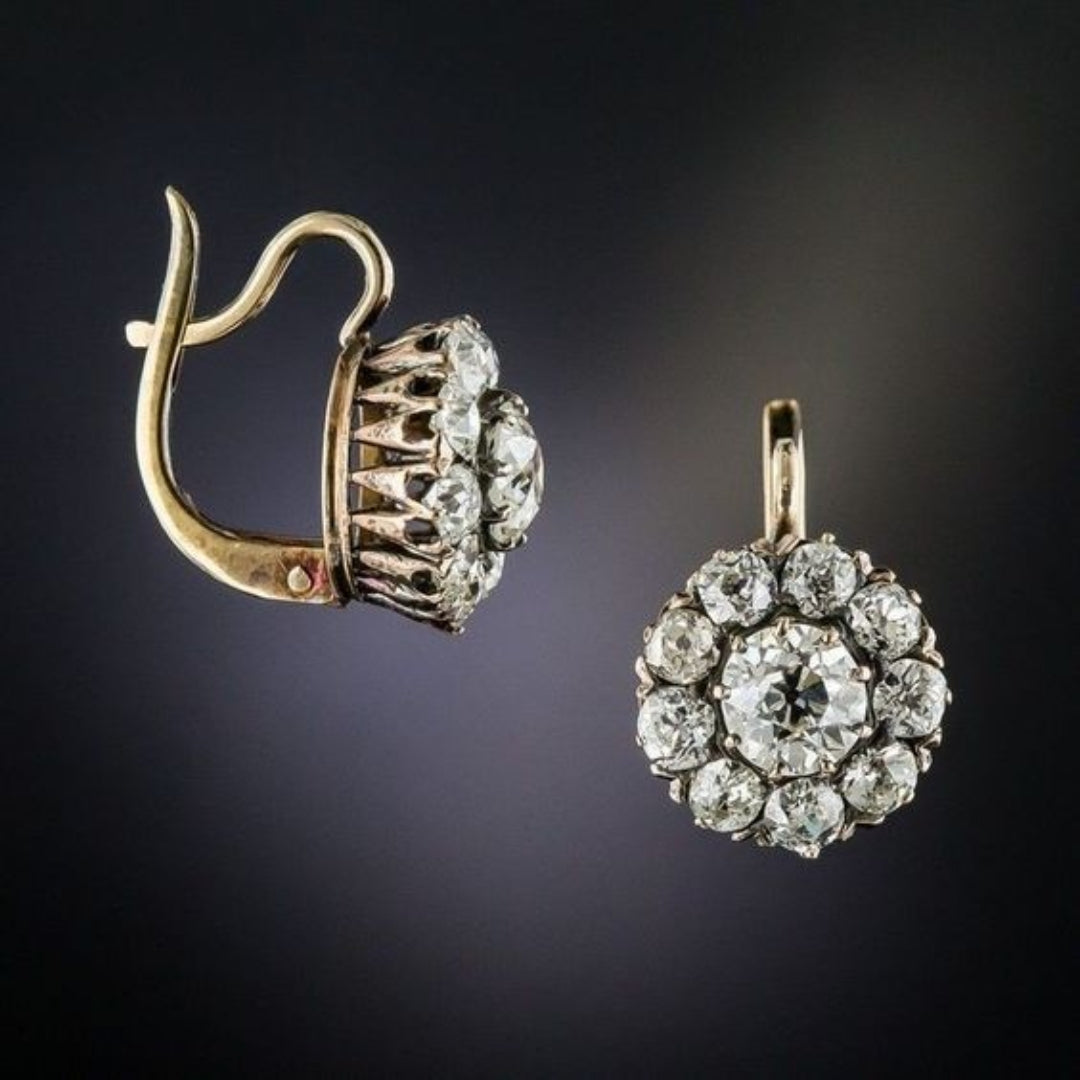 Boucles d'oreilles en or avec pierres incrustées vintage