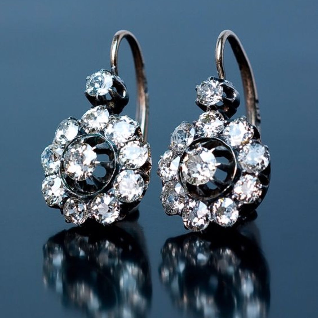 Boucles d'oreilles rondes en cristaux incrustés vintage