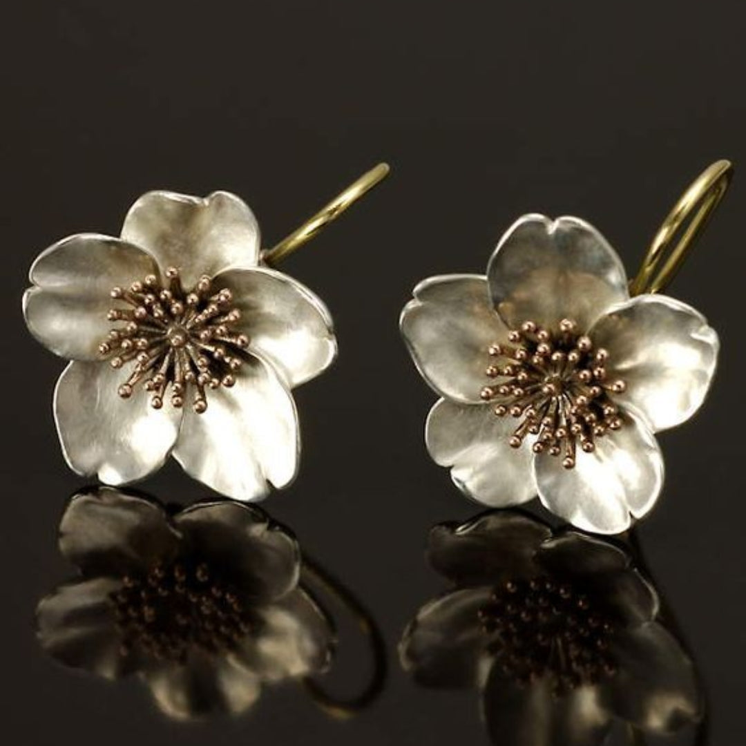 Boucles d'oreilles vintage en argent et or
