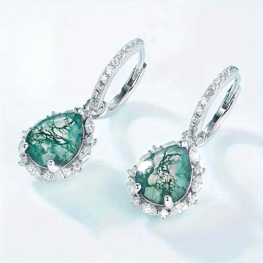 Boucles d'oreilles en agate mousse lumineuses