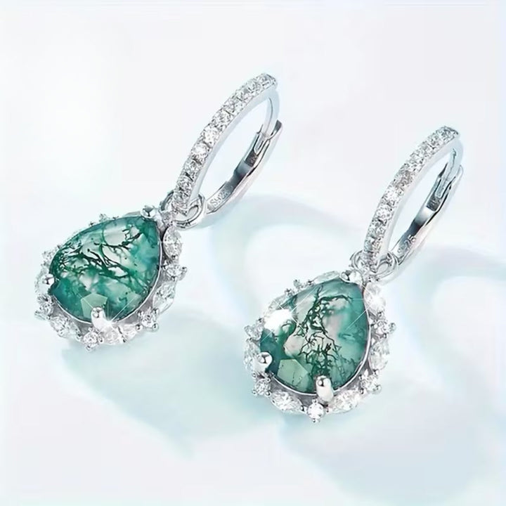 Boucles d'oreilles en agate mousse lumineuses