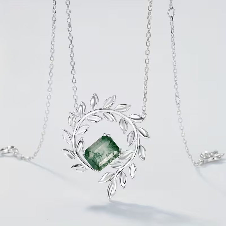Collier en Agate Mousse avec Fougère