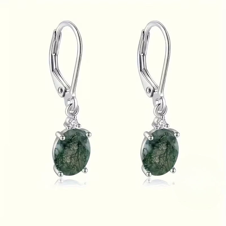 Boucles d'oreilles rondes en agate mousse