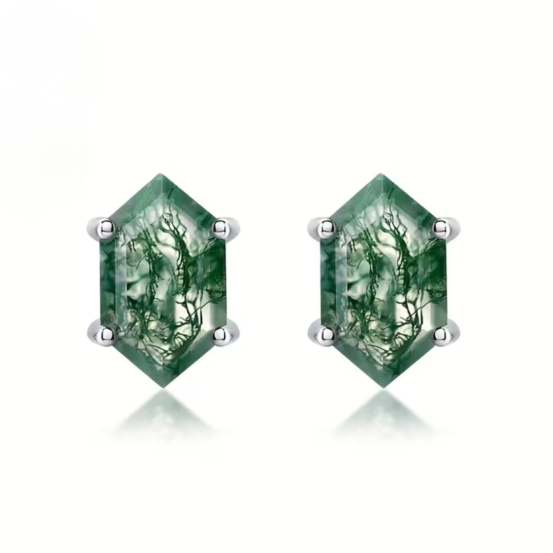 Boucles d'oreilles en agate mousse