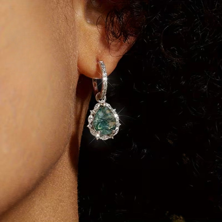 Boucles d'oreilles en agate mousse lumineuses