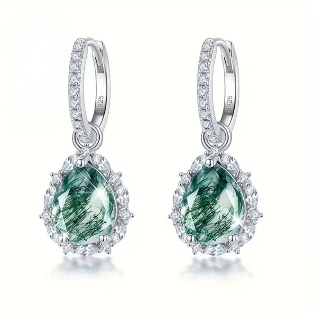 Boucles d'oreilles en agate mousse lumineuses
