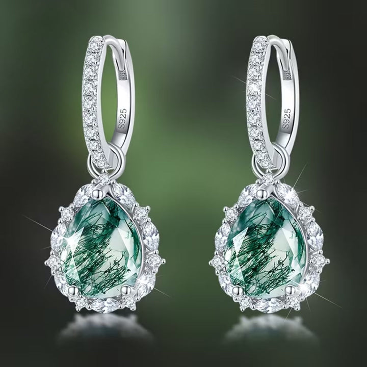 Boucles d'oreilles en agate mousse lumineuses