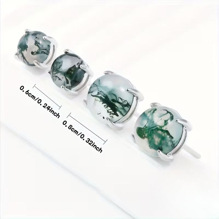 Boucles d'oreilles rondes en agate mousse