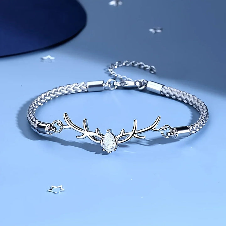 Bracelet en Cœur de Corne de Cerf avec Zircon