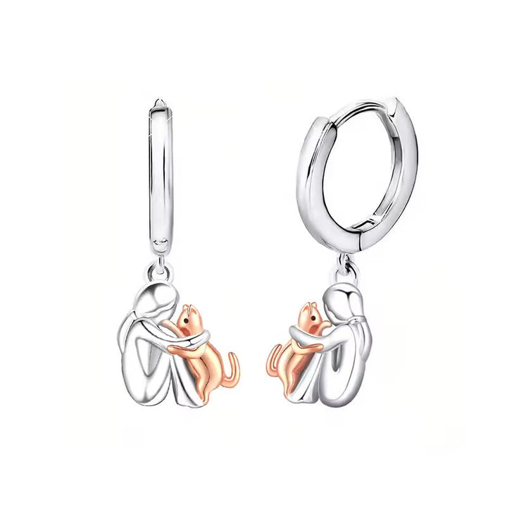 Pendentif Chat en Câlin avec Boucles d'Oreilles Bonus – Offre Limitée