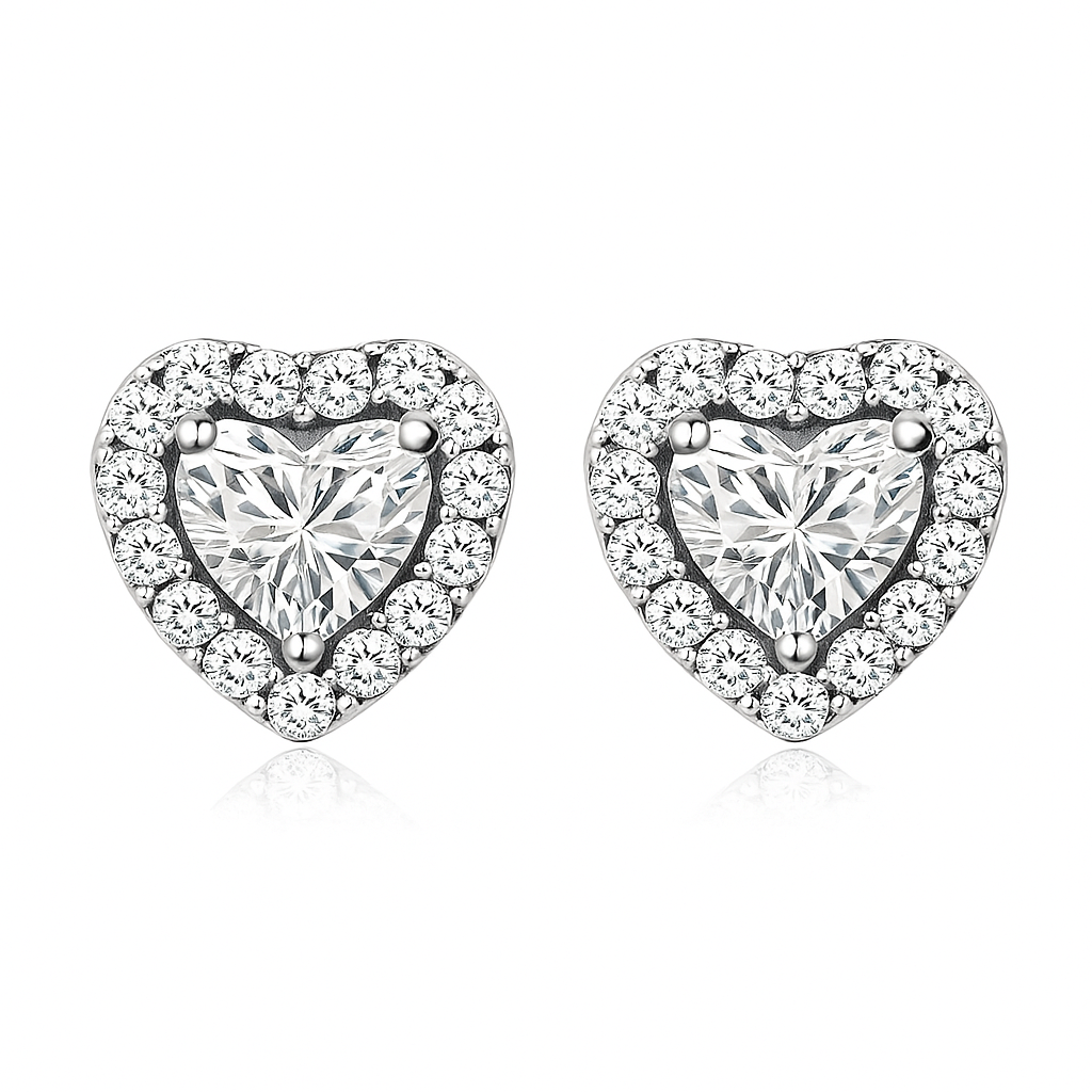 Boucles d'oreilles Luna Heart | Or blanc 16k
