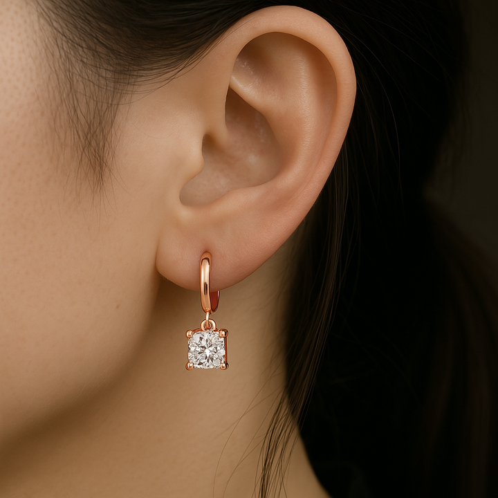Boucles d'oreilles carrées Aurora | Or rose 16k