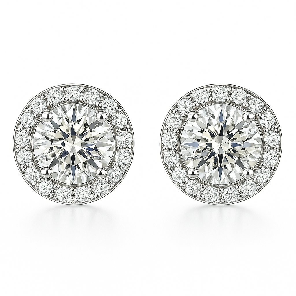 Boucles d'oreilles rondes Glamour Glacées | Or blanc 16k