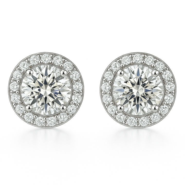 Boucles d'oreilles rondes Glamour en Glace | Or blanc 16k