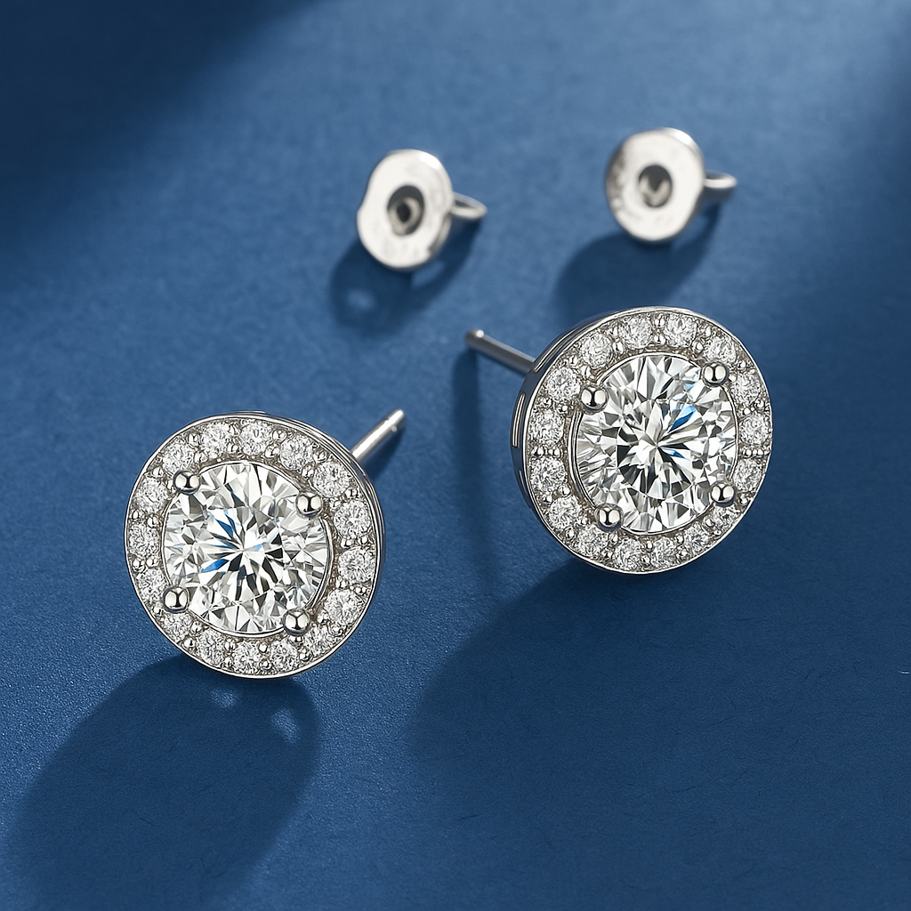 Boucles d'oreilles rondes Glamour Glacées | Or blanc 16k