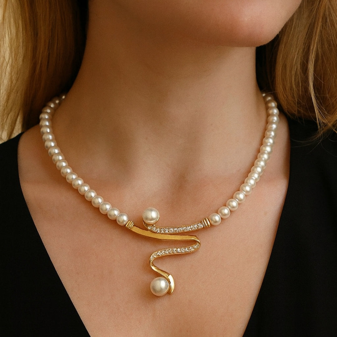 Collier de Perles Naturelles + Ensemble Boucles d'Oreilles