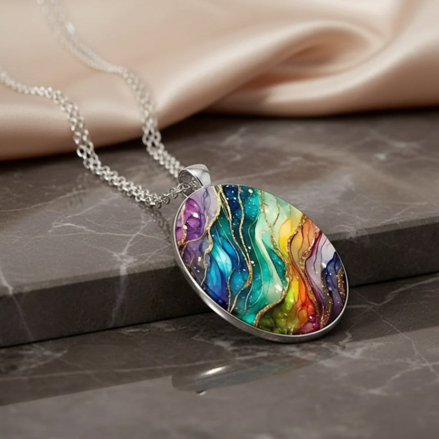 Collier en Pierre Ronde Colorée