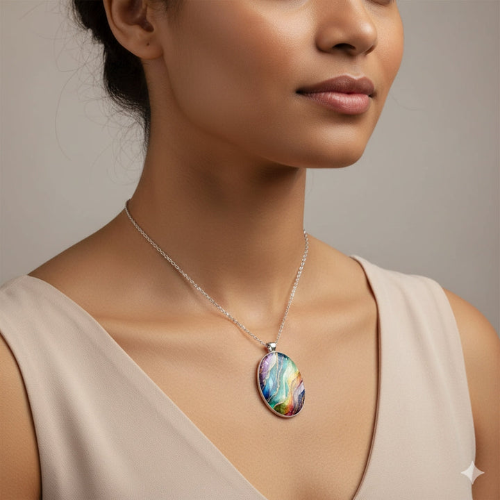Collier en Pierre Ronde Colorée