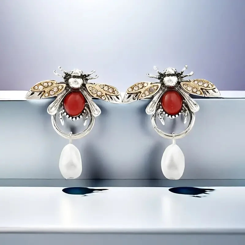 Boucles d'oreilles vintage en forme d'abeille