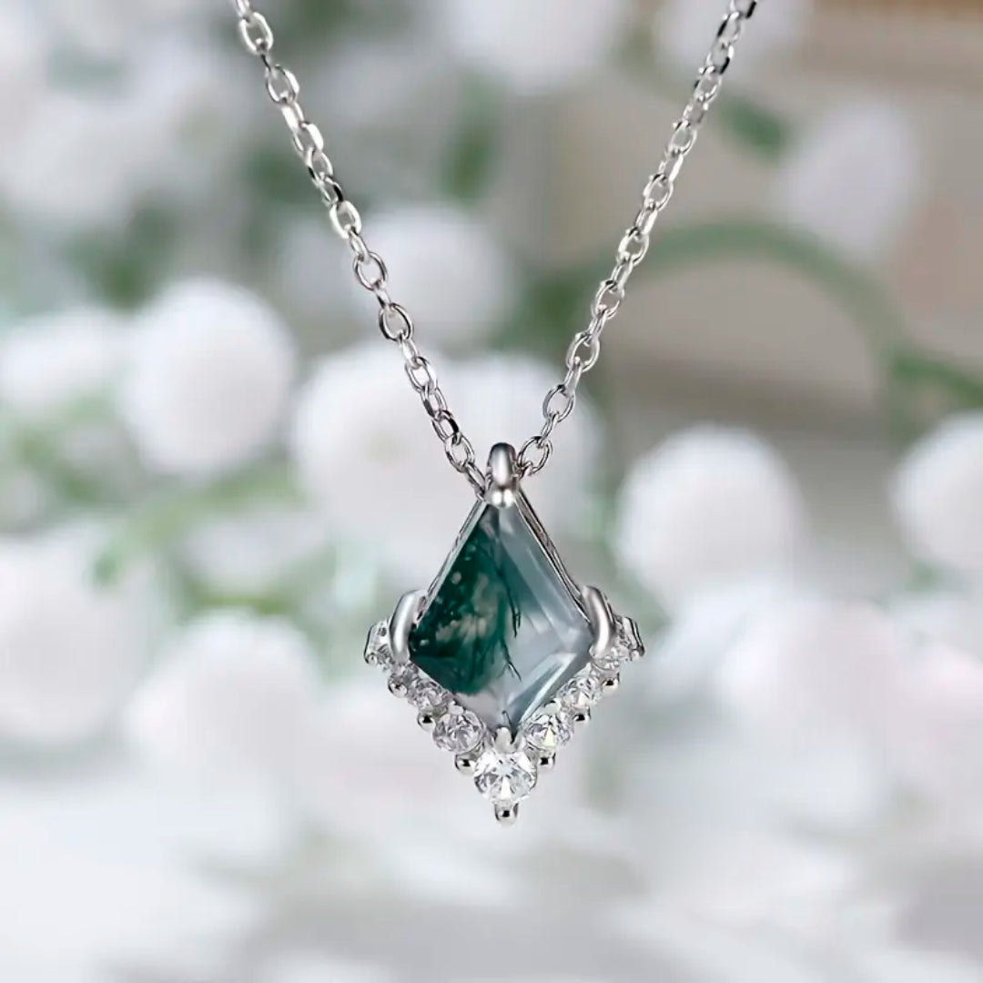 Collier en Argent avec Agate Mousse