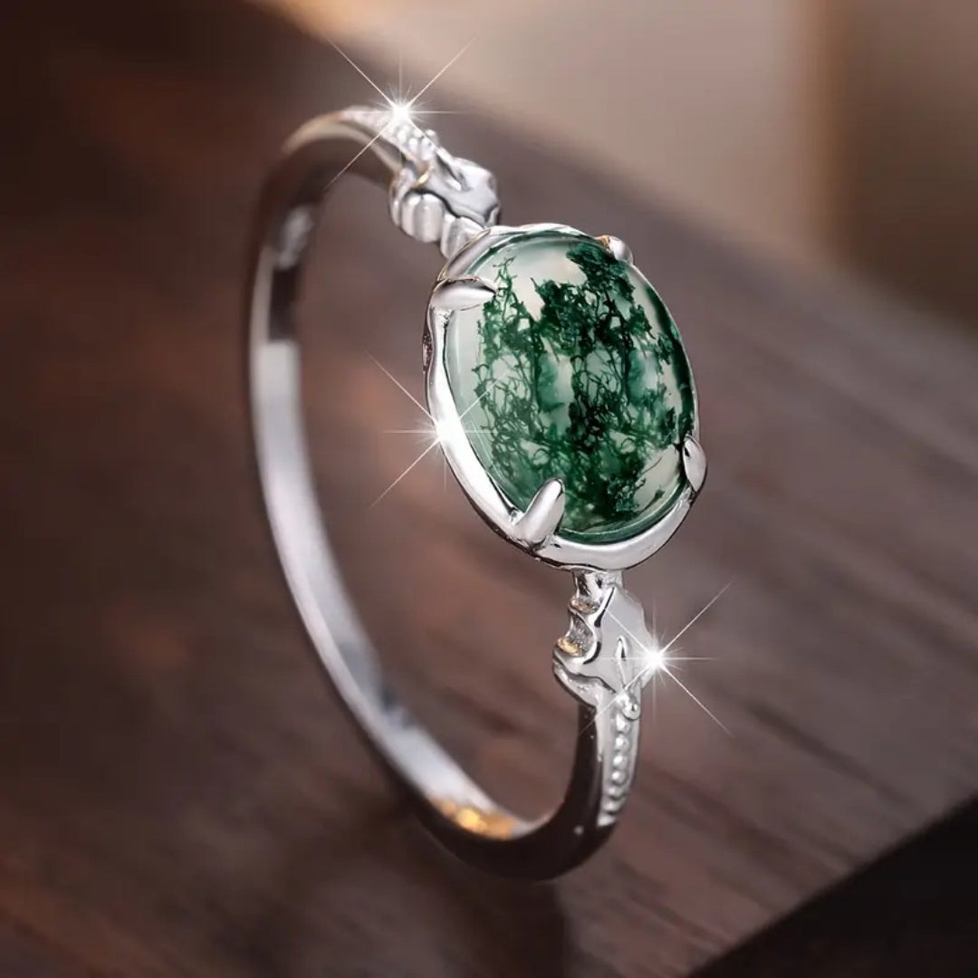 Bague en Pierre Ronde d'Agate Mousse