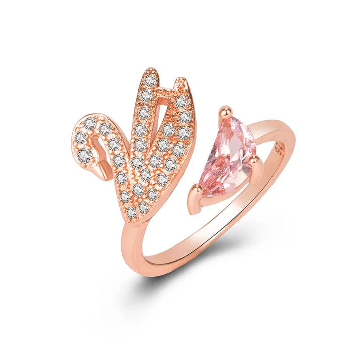 Bague en Cristal de Cygne - Rose Gold Ajustable