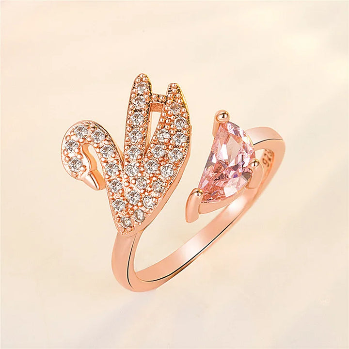 Bague en Cristal de Cygne - Rose Gold Ajustable