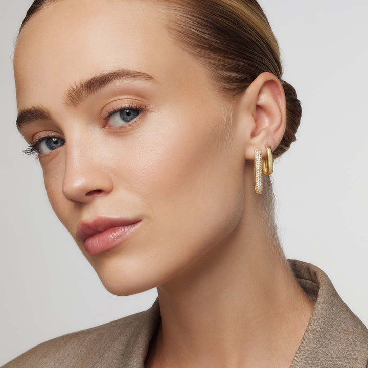 Grandes Boucles Pavées | Or 16k