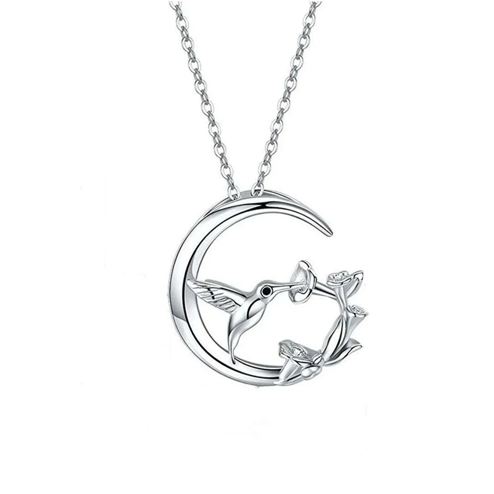 Pendentif en Argent Vintage Oiseau de Lune
