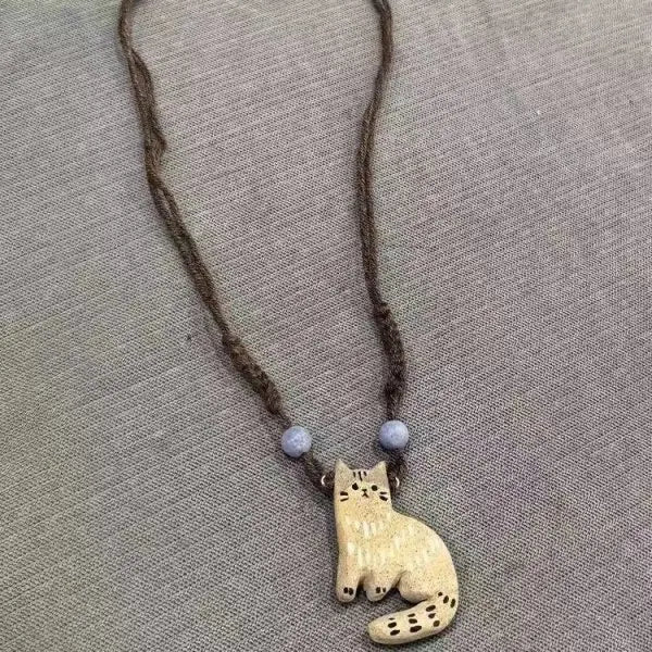 Collier Pendentif Étoile Chat Vintage