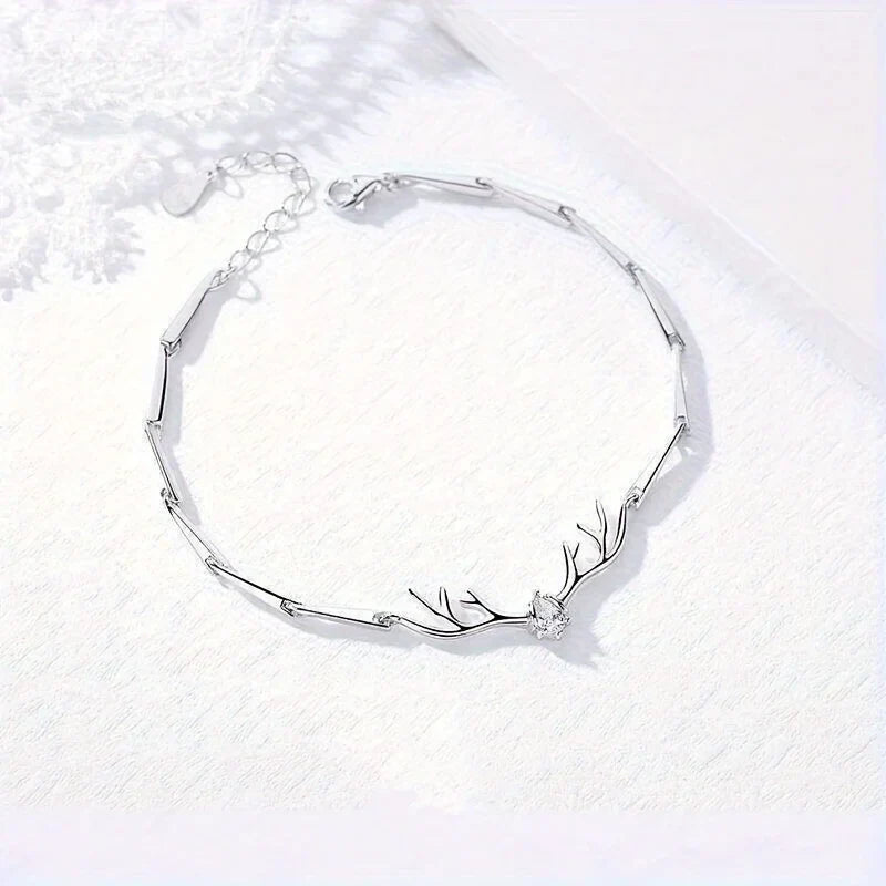 Bracelet en Cœur de Corne de Cerf avec Zircon