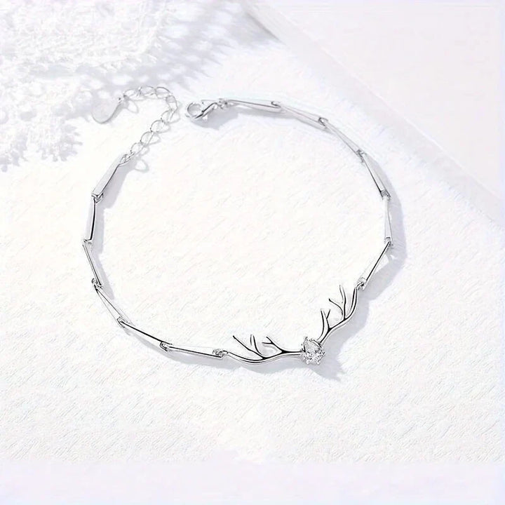 Bracelet en Cœur de Corne de Cerf avec Zircon