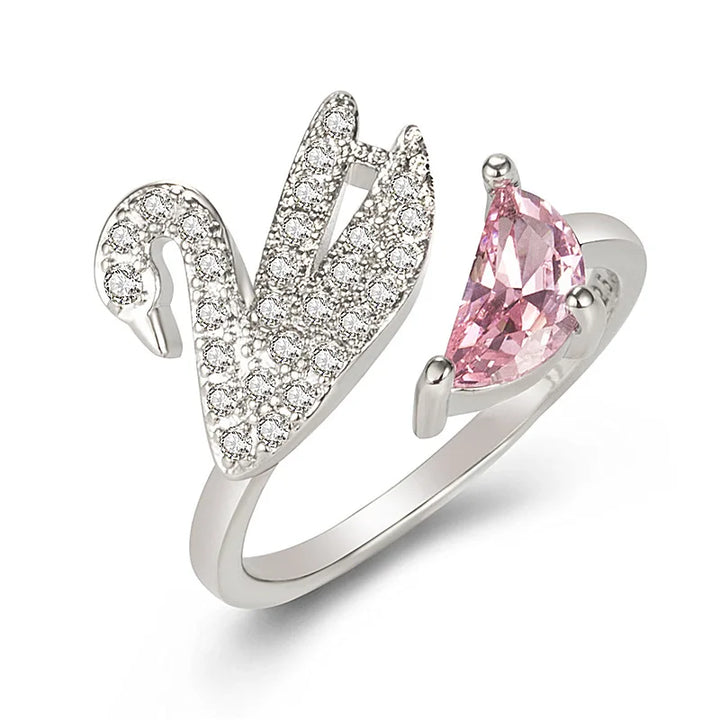 Bague en Cristal Cygne - Ajustable Or Rose