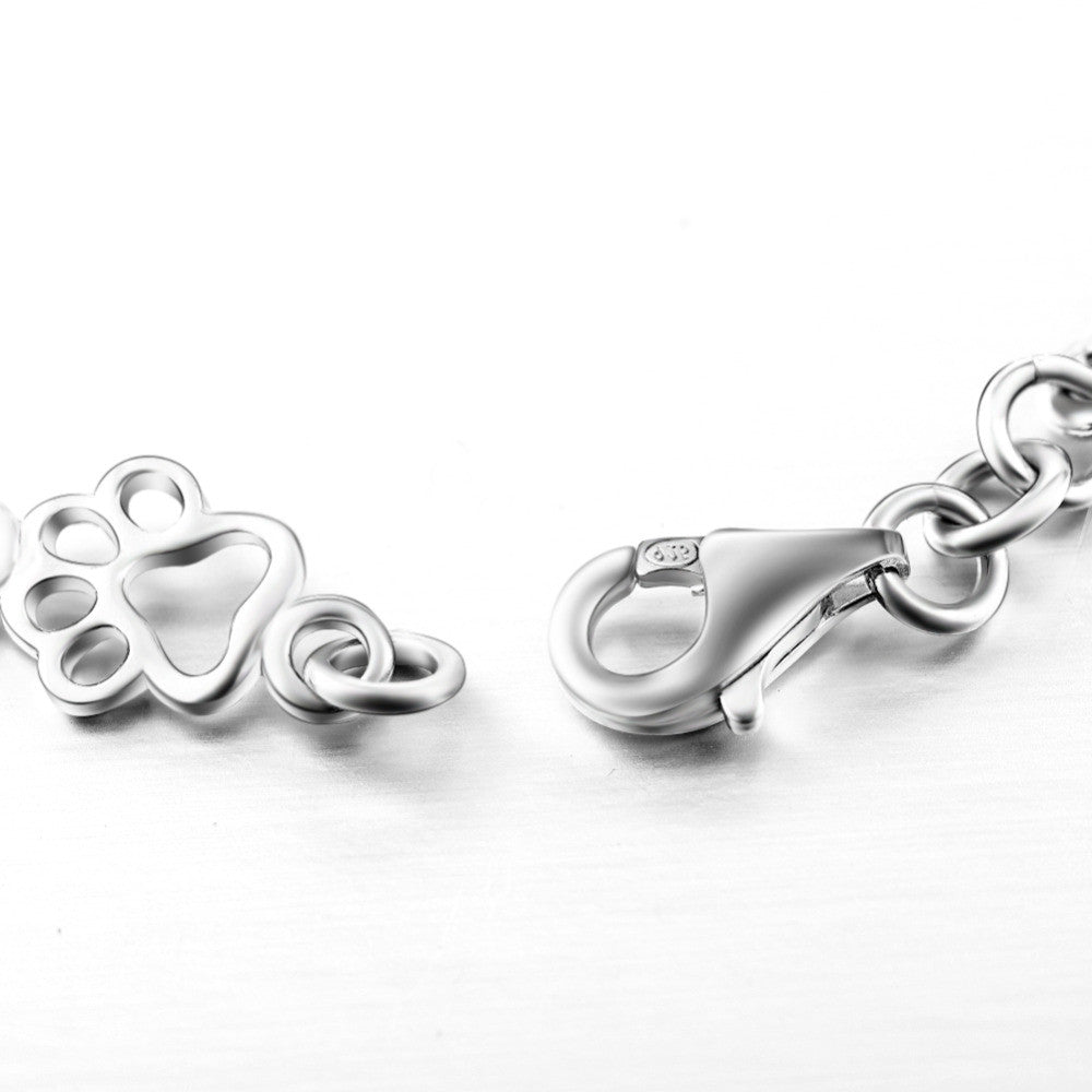 Bracelet en Édition Limitée avec Charms en Argent Pur en Forme de Patte de Chien et d'Os