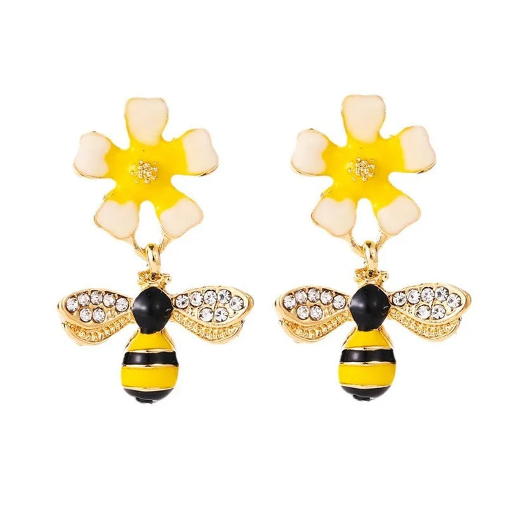 Boucles d'oreilles Goutte Abeille & Tournesol
