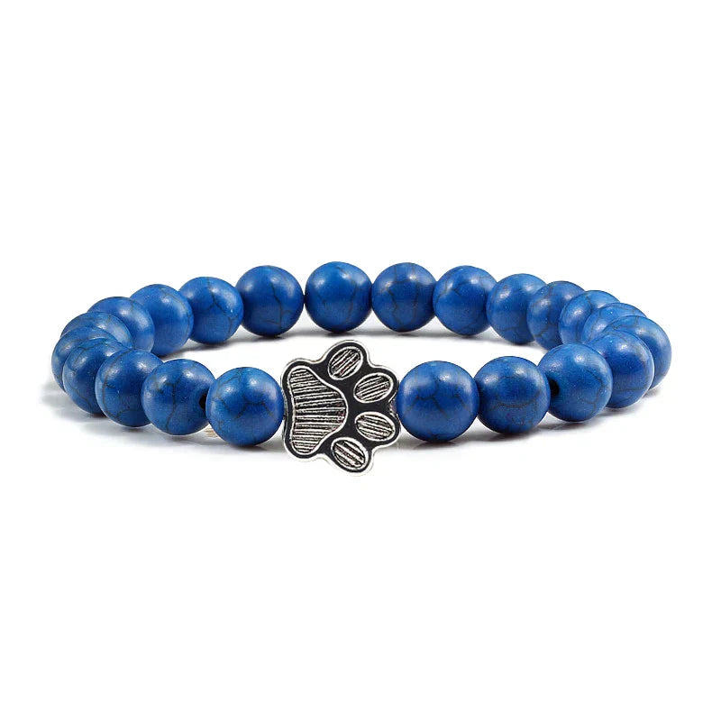 Bracelet en perles avec motif de patte – Design en pierre naturelle