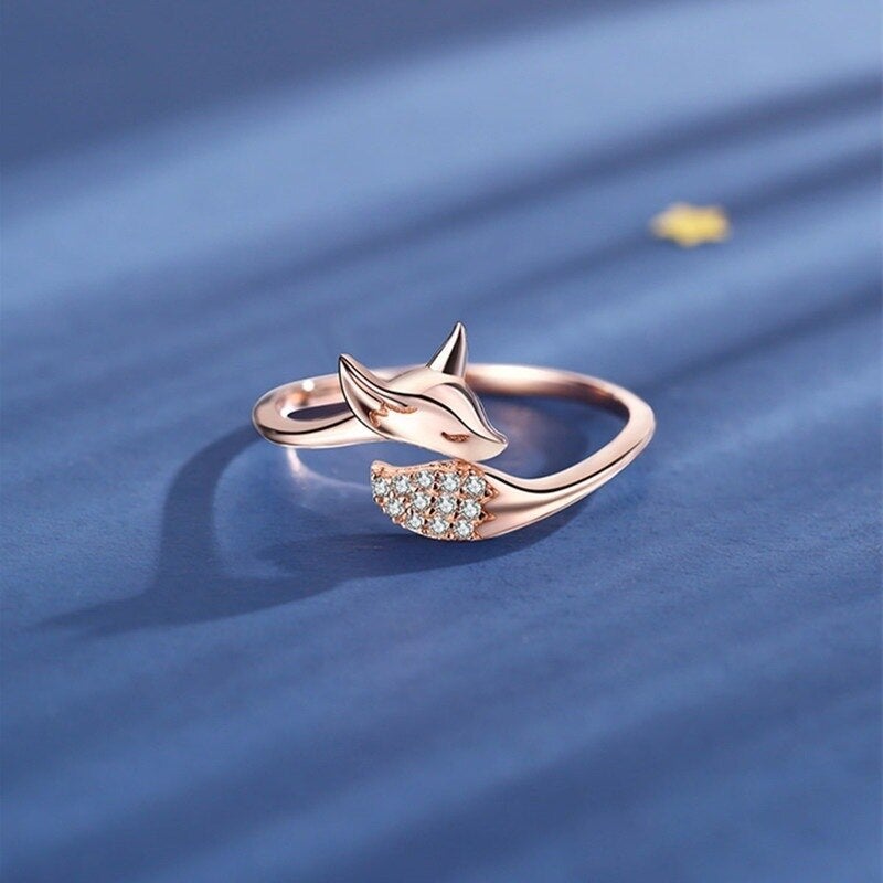 Bague Renard Argenté Rose