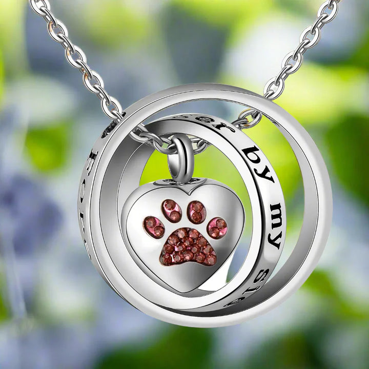'Plus Jamais à Mes Côtés, Pour Toujours Dans Mon Cœur' – Collier en Acier Inoxydable avec Urne en Forme de Patte