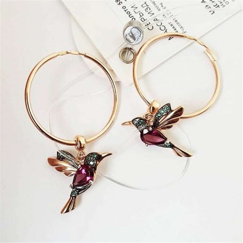 Boucles d'oreilles colibri en édition limitée avec incrustation de zircon