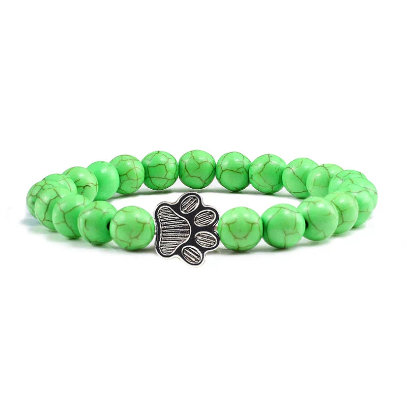 Bracelet en perles avec motif de patte – Design en pierre naturelle