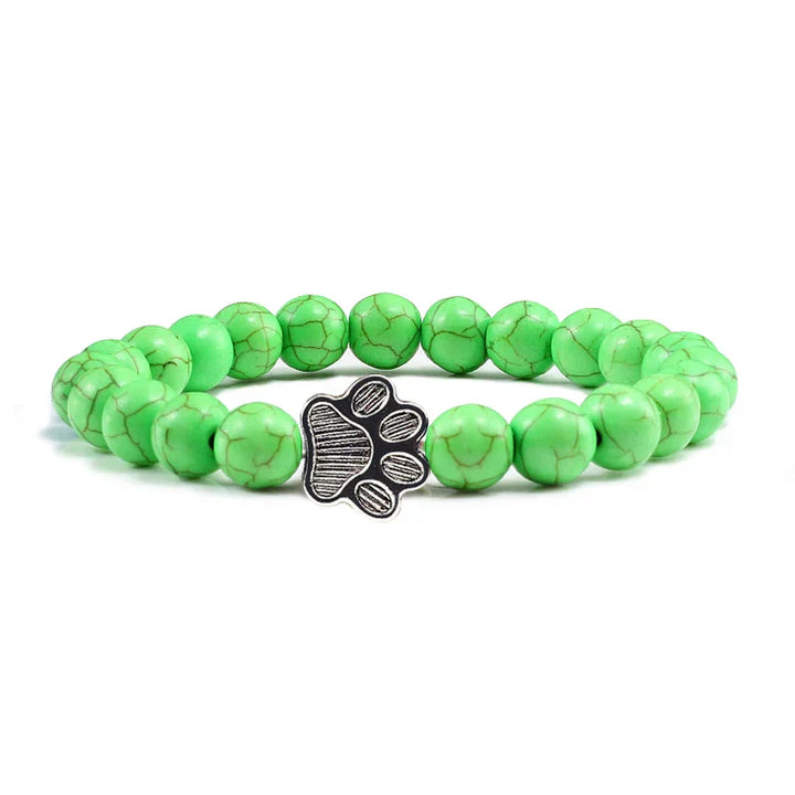 Bracelet en perles avec motif de patte – Design en pierre naturelle