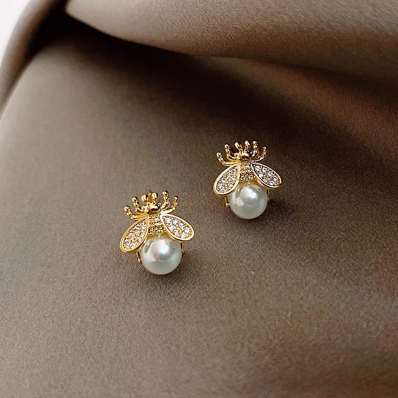 Boucles d'oreilles en perles abeille – Bijoux élégants en ton or pour femmes