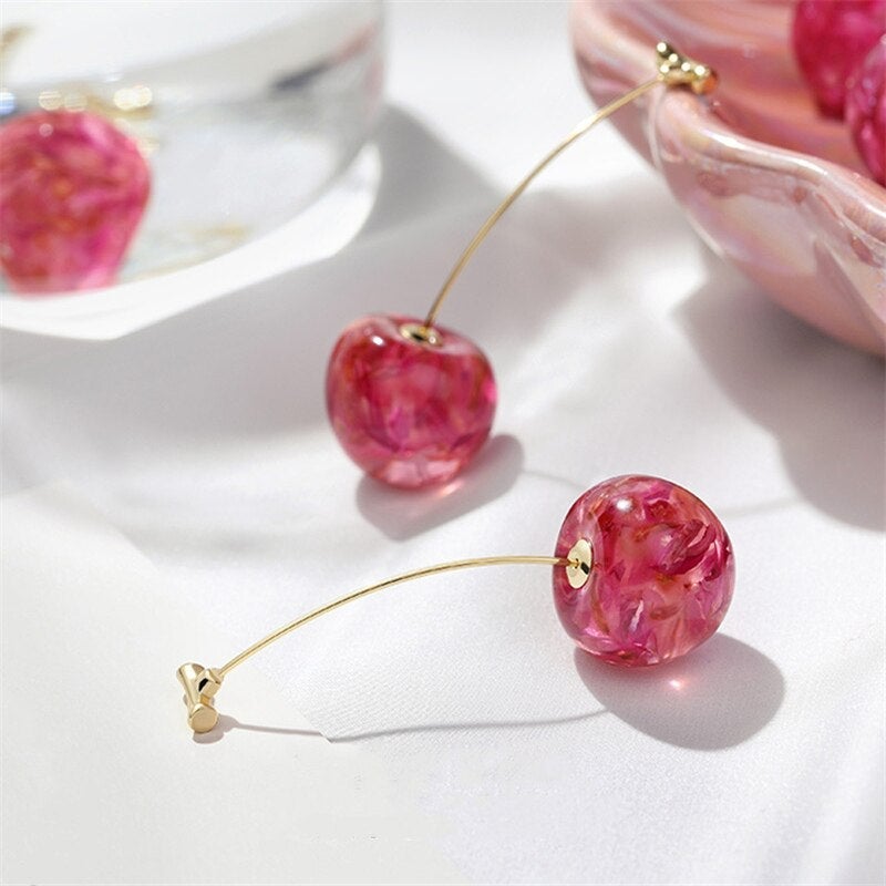 Boucles d'oreilles de luxe en cerise rose