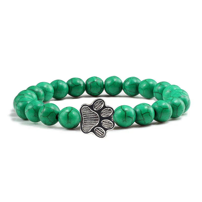 Bracelet en perles avec motif de patte – Design en pierre naturelle