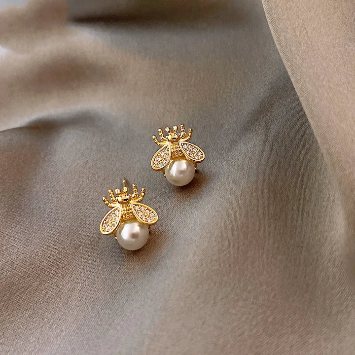 Boucles d'oreilles en perles abeille – Bijoux élégants en ton or pour femmes