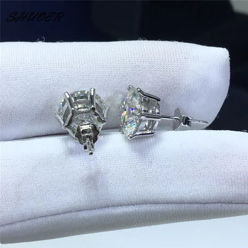 Boucles d'oreilles en argent avec cristal rond