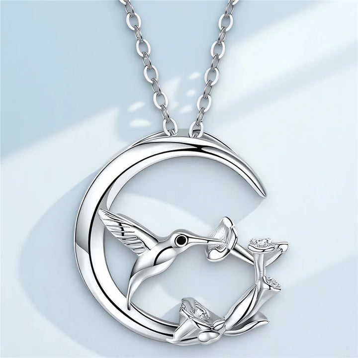 Pendentif en Argent Vintage Oiseau de Lune