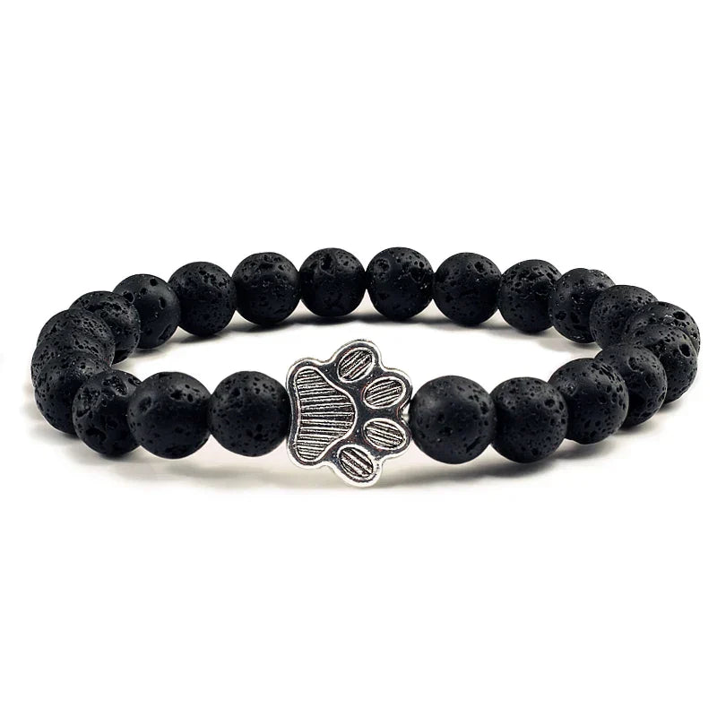 Bracelet en perles avec motif de patte – Design en pierre naturelle